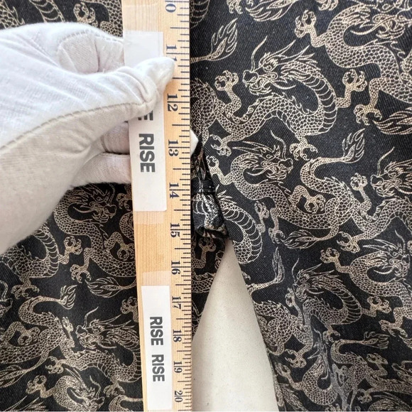 PRINCESS POLLY || Flare Dragon Print Wide Leg Jeans Sz 12 y2k - Picture 13 of 15